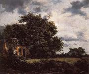 Jacob van Ruisdael Cottage under the trees near a Grainfield France oil painting artist